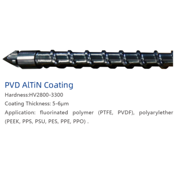 PVD Altin ເຄືອບ screw molymer polymer fluorinated ptfe ptfe